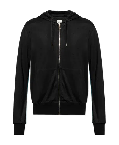 Paul Smith Fine-knit Zip-up Hoodie In Black