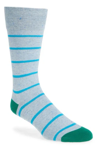 Paul Smith Fiodor Stripe Cotton Blend Dress Socks In Turquoise