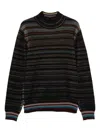 Paul Smith Signature Stripe Waffle Roll Neck Jumper In Multi