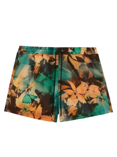 Paul Smith Fitted Recycled Polyester Swimsuit In Brown