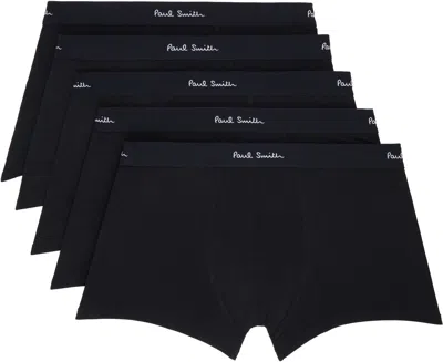Paul Smith Five-pack Black Organic Cotton Boxer Briefs In 79 Black