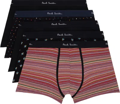Paul Smith Five-pack Multicolor Mixed Signature Stripe & Pattern Boxer Briefs In 1a Multicolour