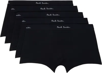 Paul Smith Five-pack Black Organic Cotton Black Boxer Briefs