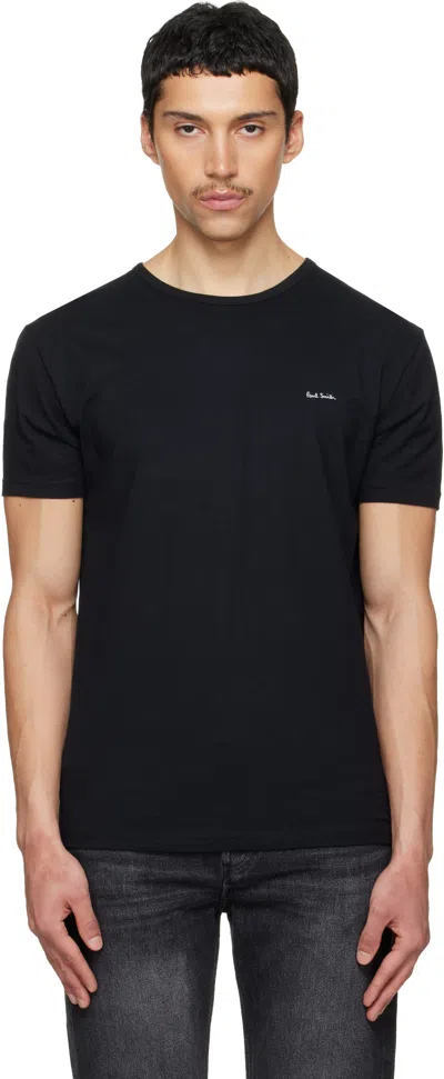 Paul Smith Five-pack Multicolor Organic Cotton Logo Lounge T-shirts In Black