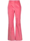 Paul Smith High-waisted Velvet Finish Trousers With Flare Leg In Pink