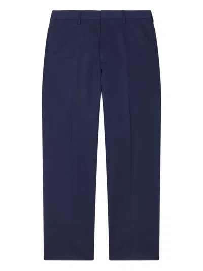Paul Smith Flat-front Belt-loops Trousers In Blue