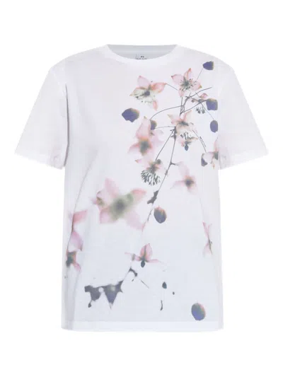Paul Smith White Flora Spray Cotton T-shirt