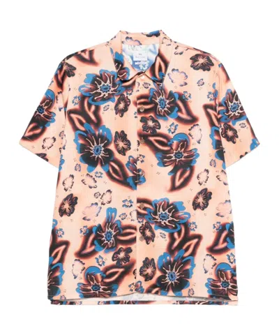 Paul Smith Floral Cuban-collar Shirt In Brown