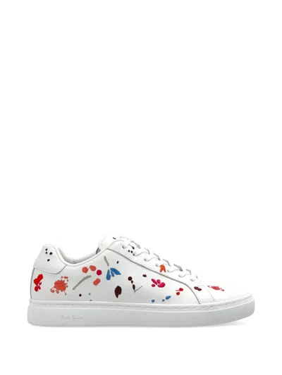 Paul Smith Floral Leather Sneakers In White