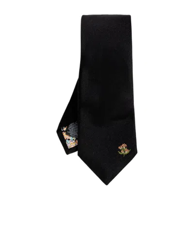 Paul Smith Floral Pattern Tie In Black