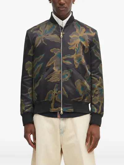 Paul Smith Floral-print Bomber Jacket In Black