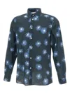 Paul Smith Floral Print Button Shirt In Blue