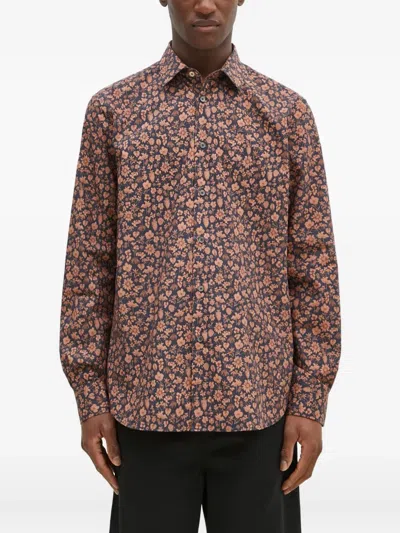 Paul Smith Floral Print Cotton Shirt In Neutral