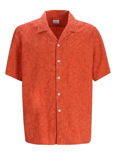 Paul Smith Floral-print Cotton Shirt In Orange
