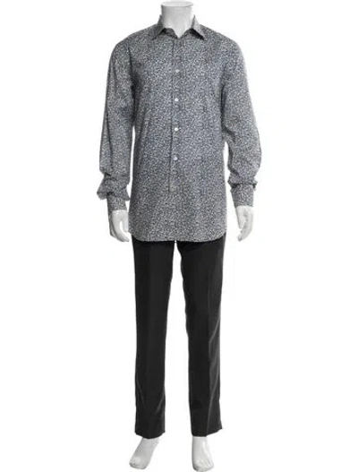Pre-owned Paul Smith Floral Print Long Sleeve Dress Shirt In Blue
