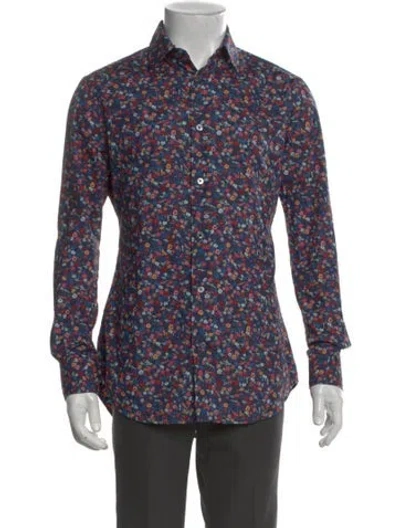 Pre-owned Paul Smith Floral Print Long Sleeve Shirt In Blue