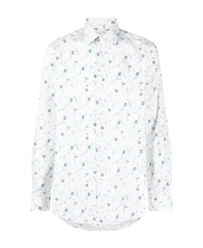 Paul Smith Floral-print Long-sleeve Shirt In White