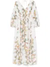 Paul Smith Floral Print Maxi Dress With Deep V-neckline And Tie Waist