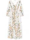 Paul Smith Floral Print Maxi Dress With Deep V-neckline And Tie Waist