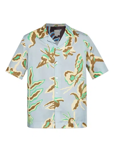 Paul Smith Floral-print Short-sleeve Shirt In Blue