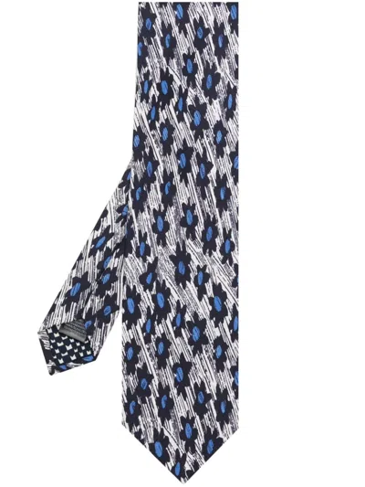 Paul Smith Floral-print Silk Tie In Blue