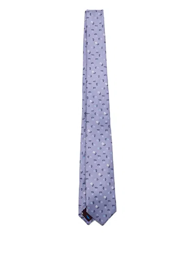 Paul Smith Floral-print Silk Tie In Purple