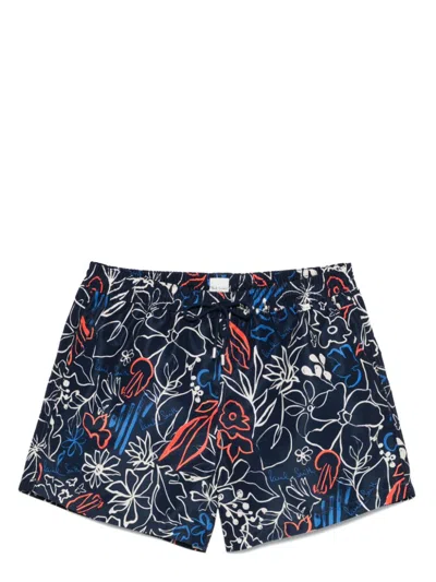 Paul Smith Floral-print Swim Shorts In Blue