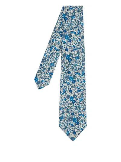 Paul Smith Floral Print Tie In Blue
