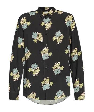 PAUL SMITH PAUL SMITH FLORAL PRINTED CURVED HEM SHIRT