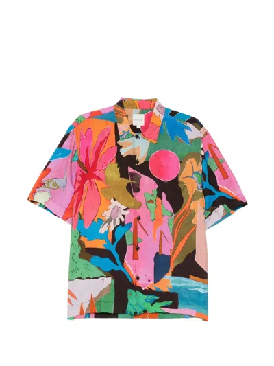 Paul Smith Mens River Collage Short-sleeve Shirt In Multi