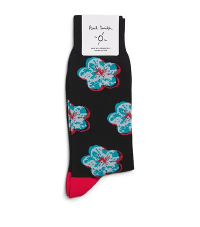Paul Smith Floral Socks In Black