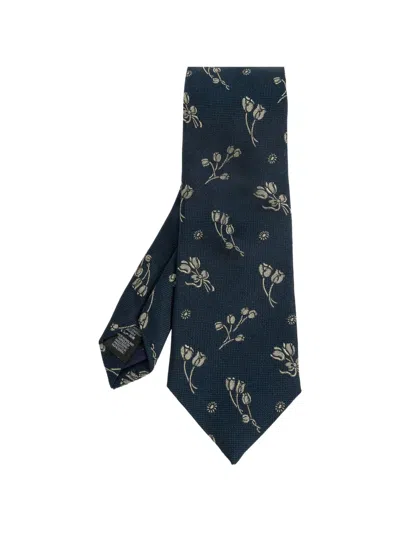 Paul Smith Floral-jacquard Tie In Blue
