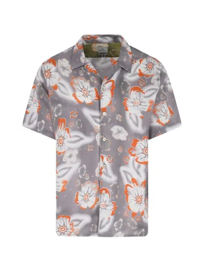 Paul Smith Floral Short-sleeve Shirt In Gray