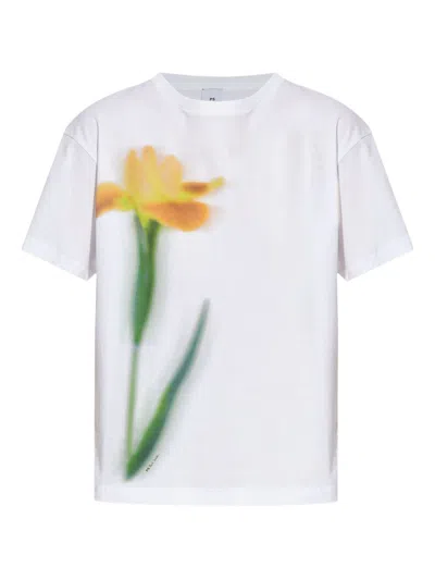 Paul Smith White Flower Stem Cotton T-shirt