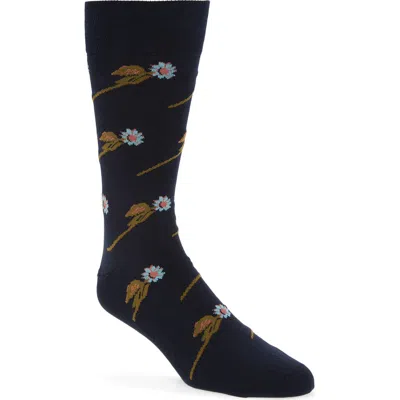 Paul Smith Flower Stem Dress Socks In Blue