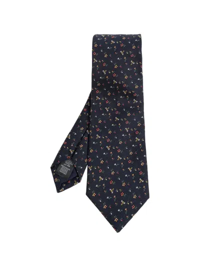 Paul Smith Flowers And Bees Silk Tie In Black
