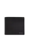 Paul Smith Logo Stamp Leather Bi-fold Wallet In Black