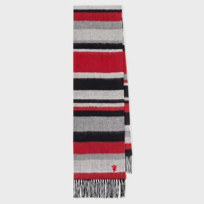 Paul Smith For Manchester United - Wool-blend Stripe Scarf Red In Multi
