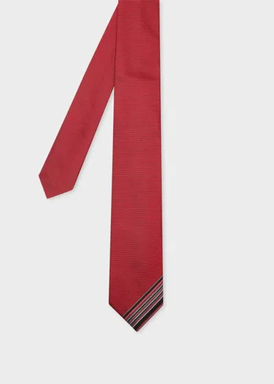 Paul Smith For Manchester United - Red Silk Stripe Tip Tie