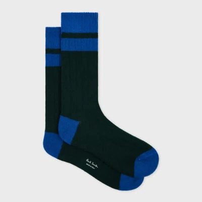 Paul Smith Forest Green And Blue Bold Stripe Block Socks
