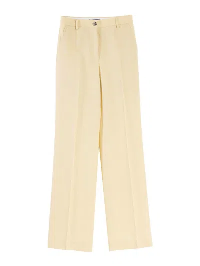 Paul Smith Fresh Wool Wide Trousers In White
