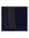 Paul Smith Fringed Embroidered Scarf