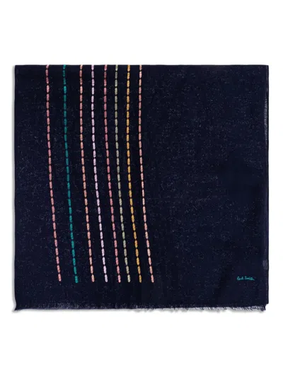Paul Smith Fringed Embroidered Scarf