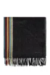 Paul Smith Signature Stripe Cashmere Scarf In Black