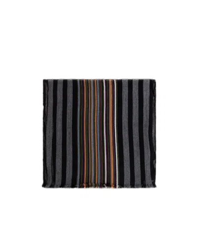 Paul Smith Fringed Striped Scarf In Multi