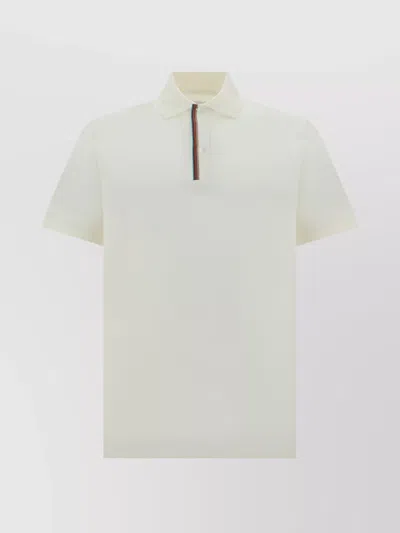 Paul Smith Front Buttoned Cotton Polo Shirt With Striped Trim In White