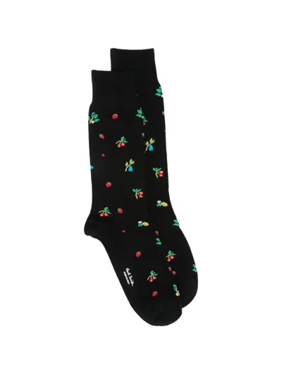 Paul Smith Fruit-patterned Socks In Black