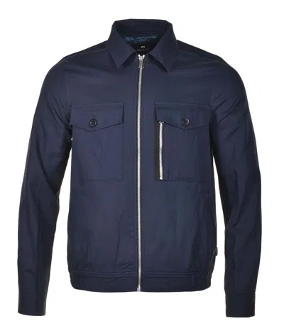 Paul Smith Full Zip Blouson Jacket Navy In Blue