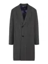 Paul Smith Long Grey Wool Blend Coat In Gray
