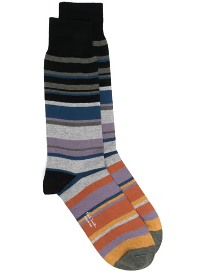 Paul Smith Gabe Stripe Socks In Black